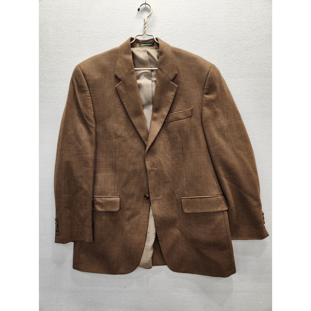 Vtg Lauren Ralph Lauren Men's 40R Brown Lambswool Houndstooth Sport Coat Jacket‎
